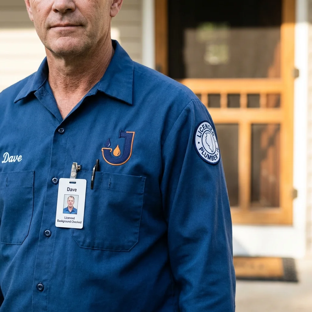 Licensed plumber showing ID badge in Decaturville, TN