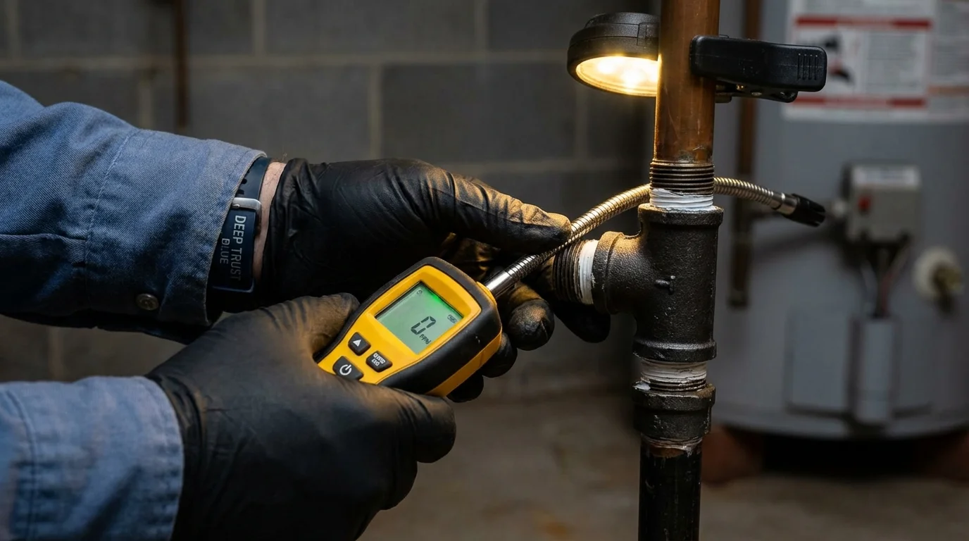 Gas leak detection with electronic sniffer by Johns Plumbing LLC in Decaturville